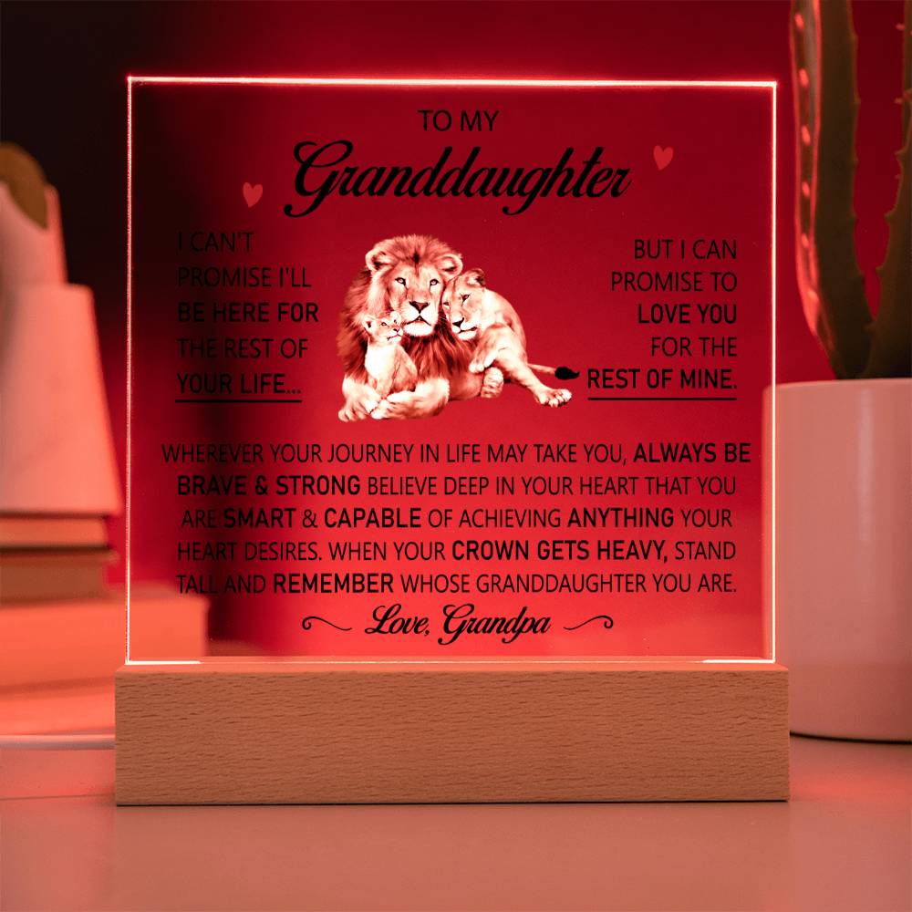 To My Granddaughter (Love Grandpa) - Promise to Love You - LED Light Up Square Sign