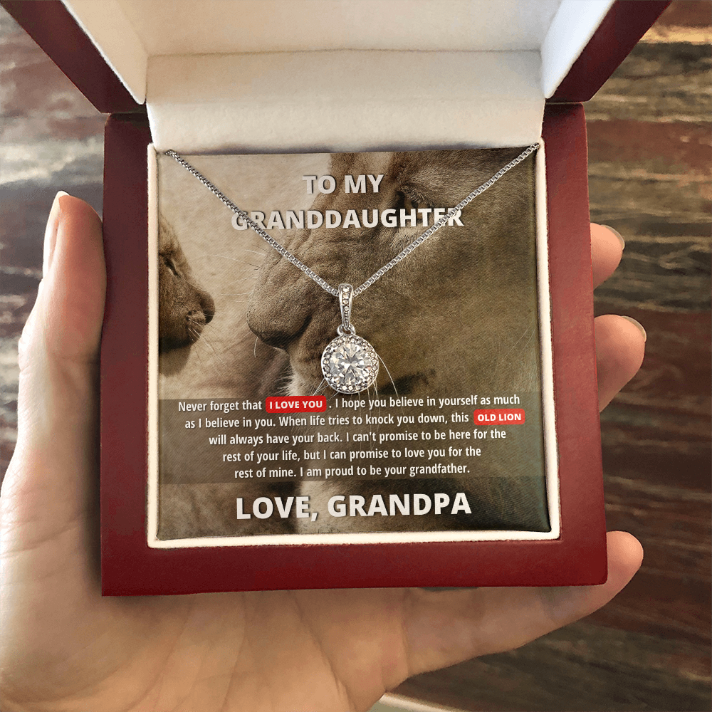 To My Granddaughter (From Grandpa) - Promise to Love You | 14k White Gold Necklace, Message Card & Box