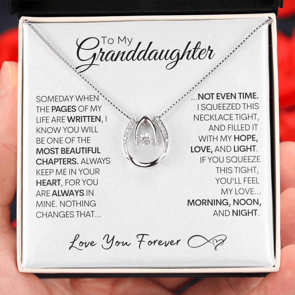Granddaughter Horse Shoe Gold Necklace With Message Card