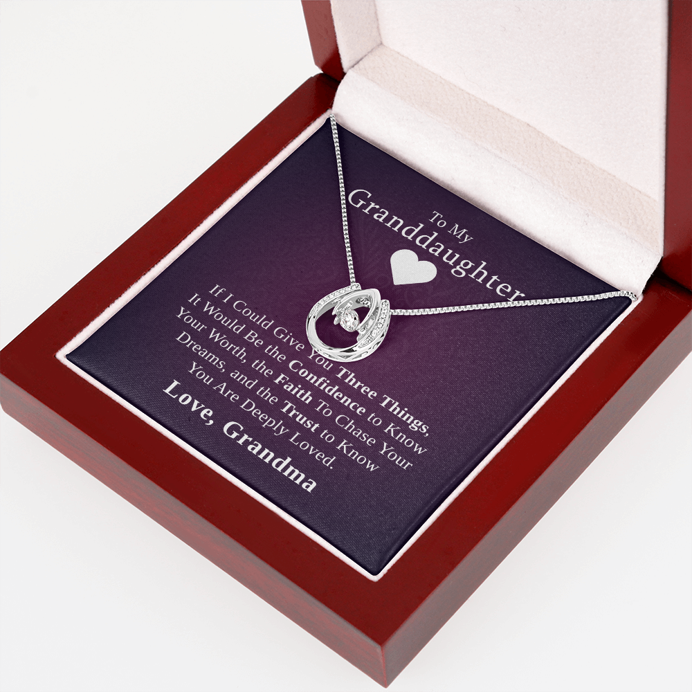 To My Granddaughter, Three Things | 14k White Gold Lucky Necklace From Grandmother