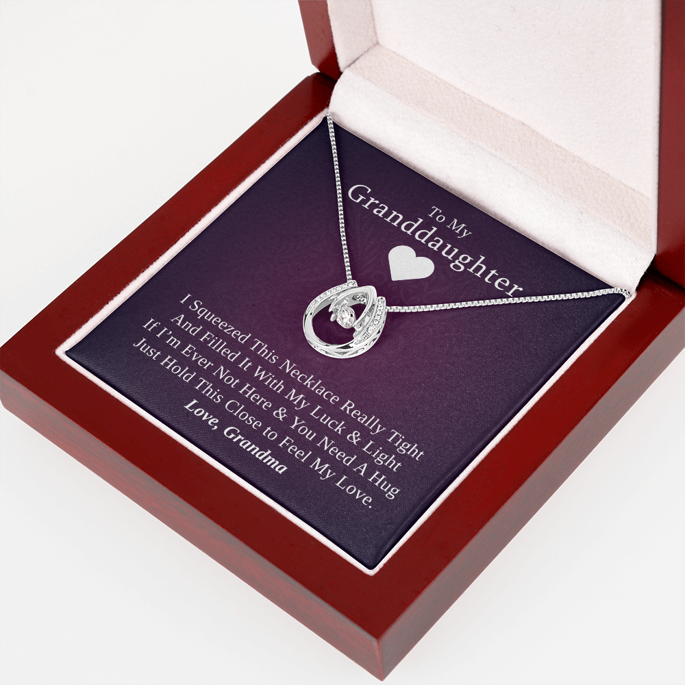 Gift for Granddaughter from Grandmother, 14k Gold Lucky Horseshoe Necklace, Purple Poem Card With Box