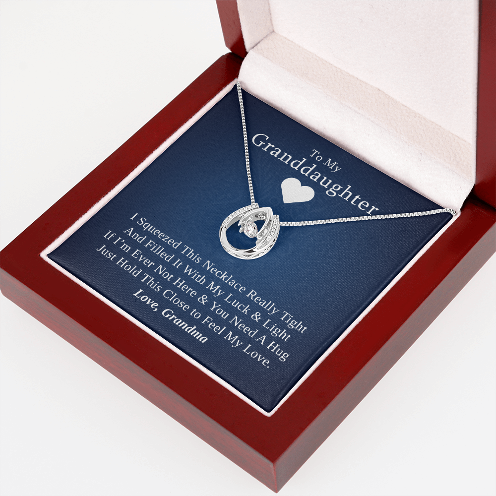 Gift for Granddaughter from Grandmother, 14k Gold Lucky Horseshoe Necklace, Blue Poem Card With Box
