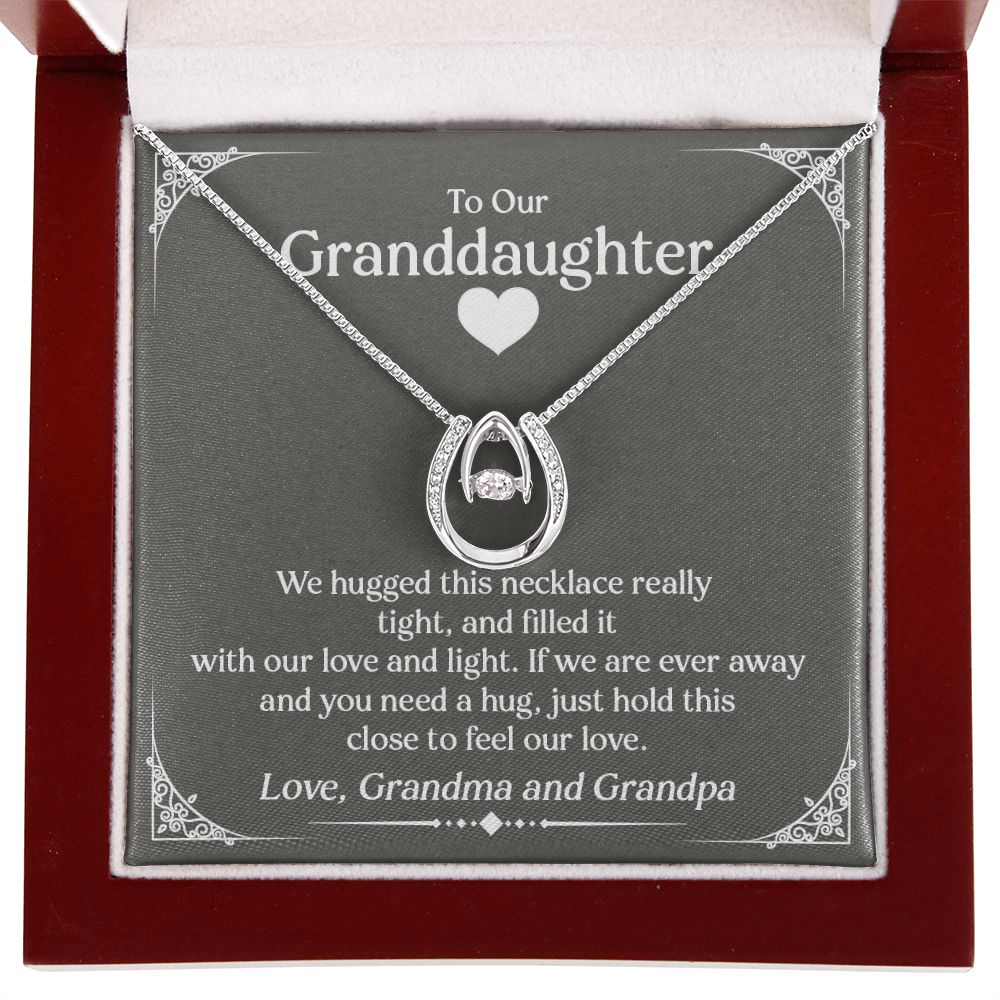 Granddaughter Necklace and Card - Horseshoe 14k Gold, Grand Daughter Birthday Present