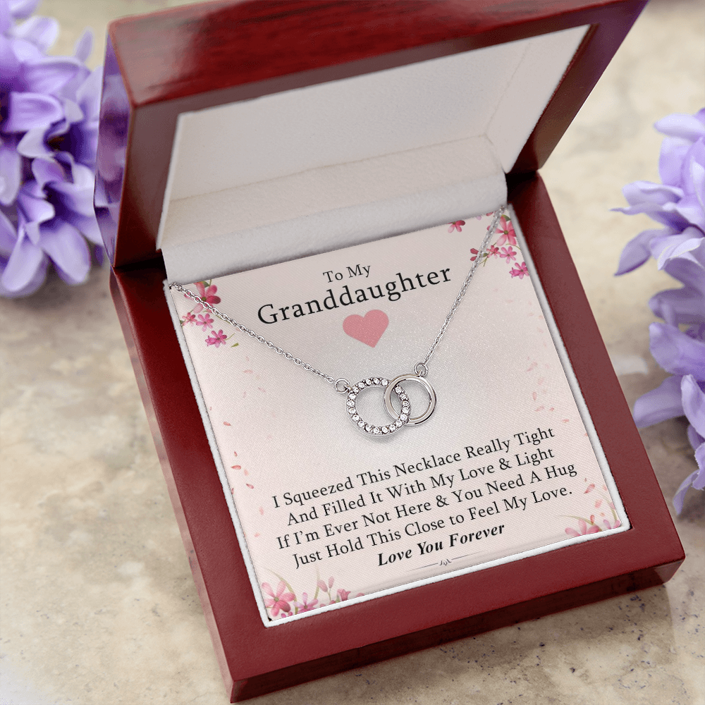 To My Granddaughter - Cherry Blossom Hugs | Beautiful 14k White Gold Locked Circles Necklace