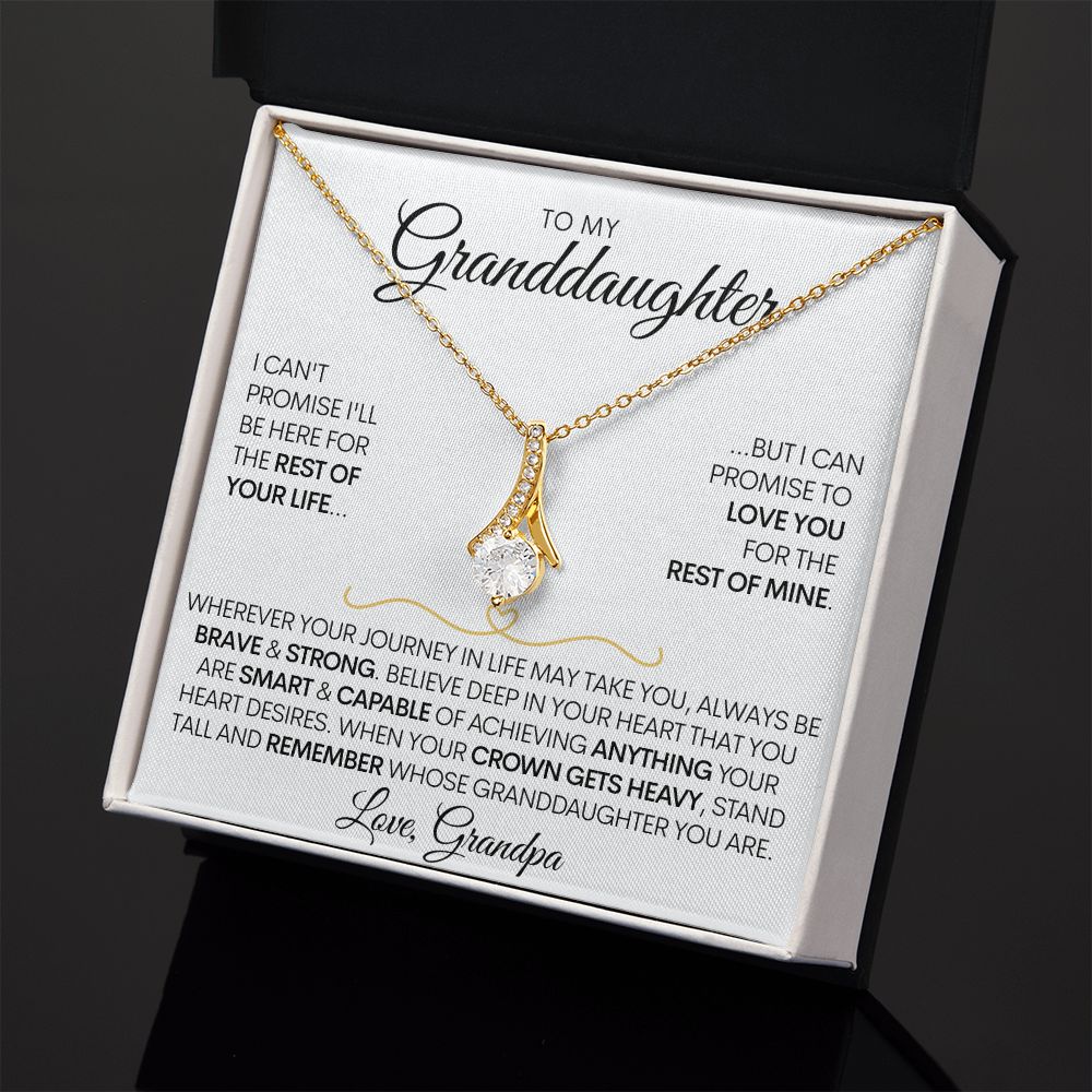 To My Granddaughter (Love, Grandpa), Beautiful 14k White Gold Necklace, Promise to Love You