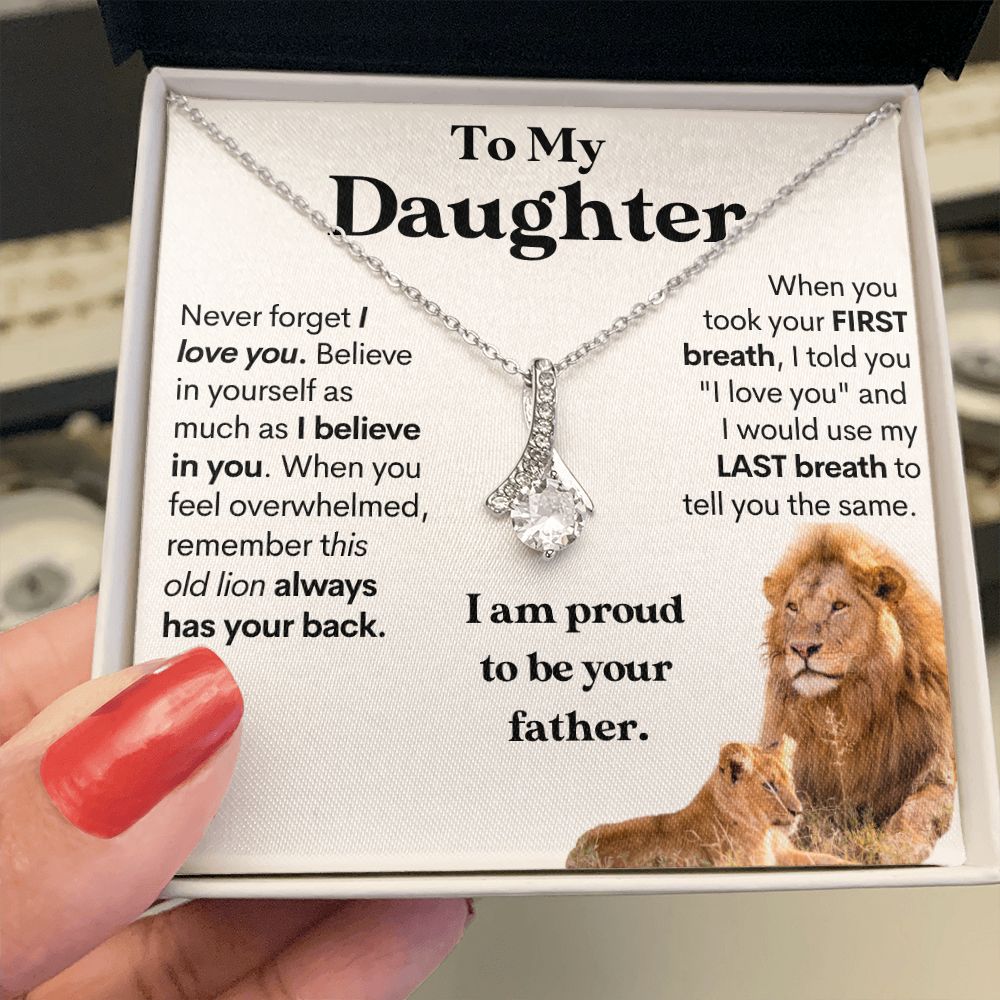 Daughter - Proud to Be Your Father | Beautiful 14k White Gold Necklace