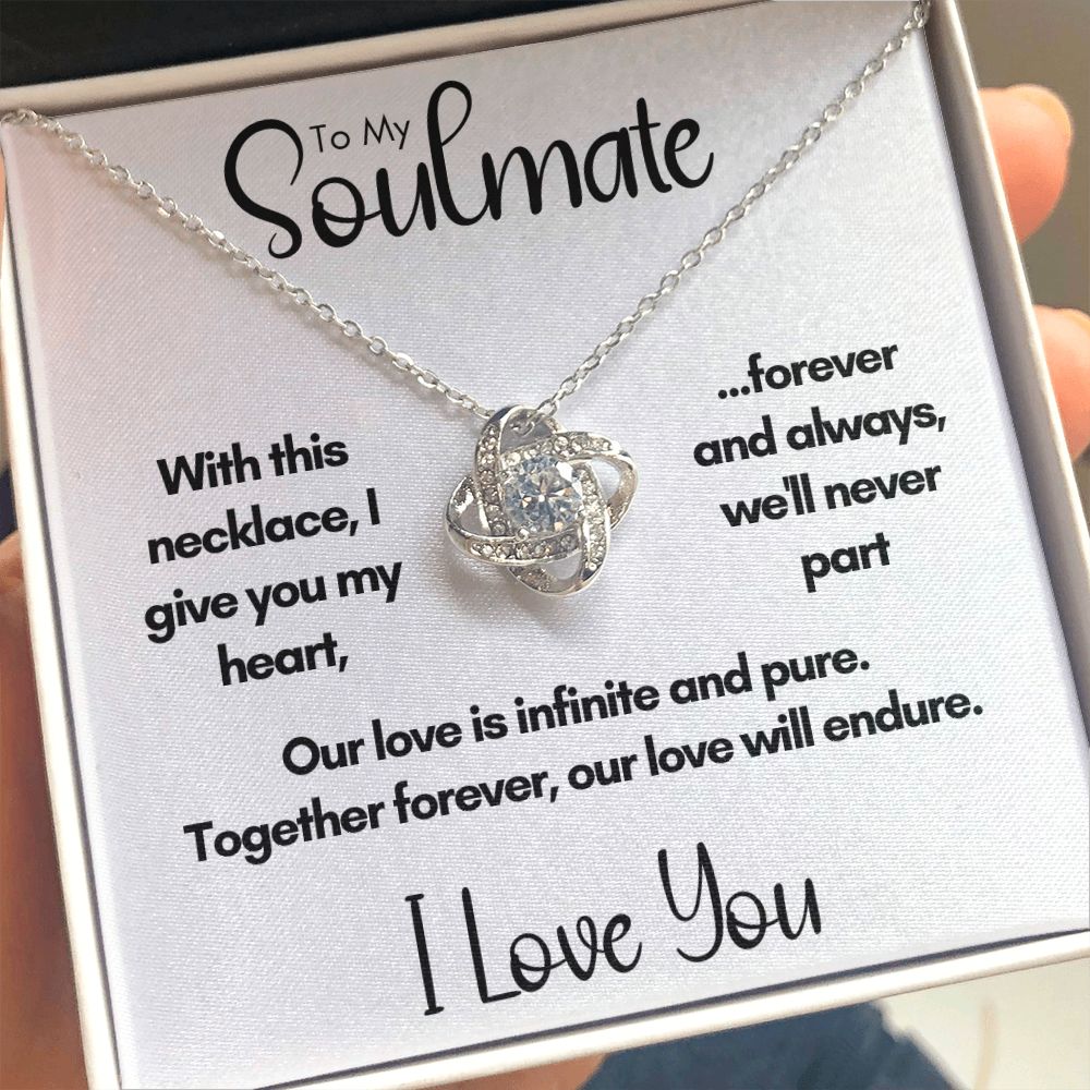 To My Soulmate - Together Forever | 14k White Gold Love Knot Necklace