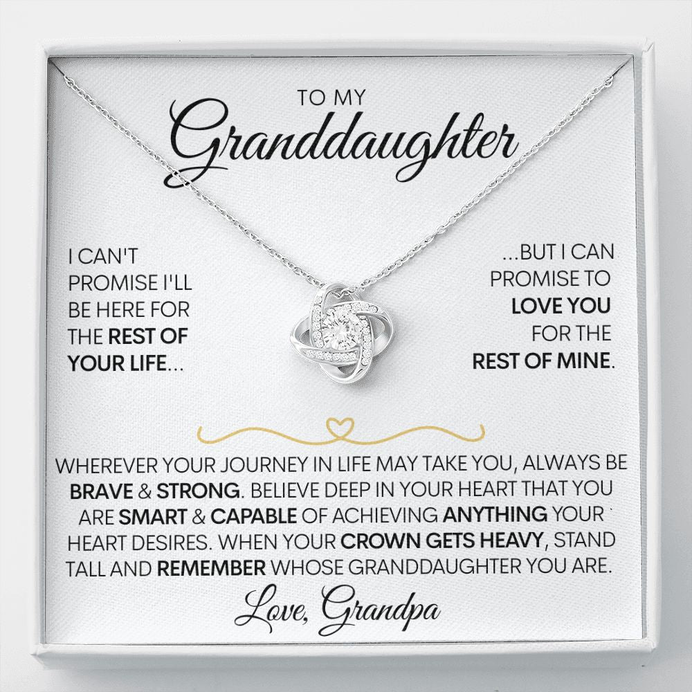 To My Granddaughter Necklace (Love Grandpa), Be Brave Stainless Steel and Gold Necklace