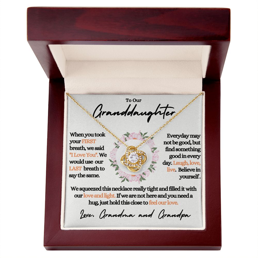 Our Granddaughter (Love Grandpa & Grandma) - Beautiful 14k Gold Necklace With Poem Card Box