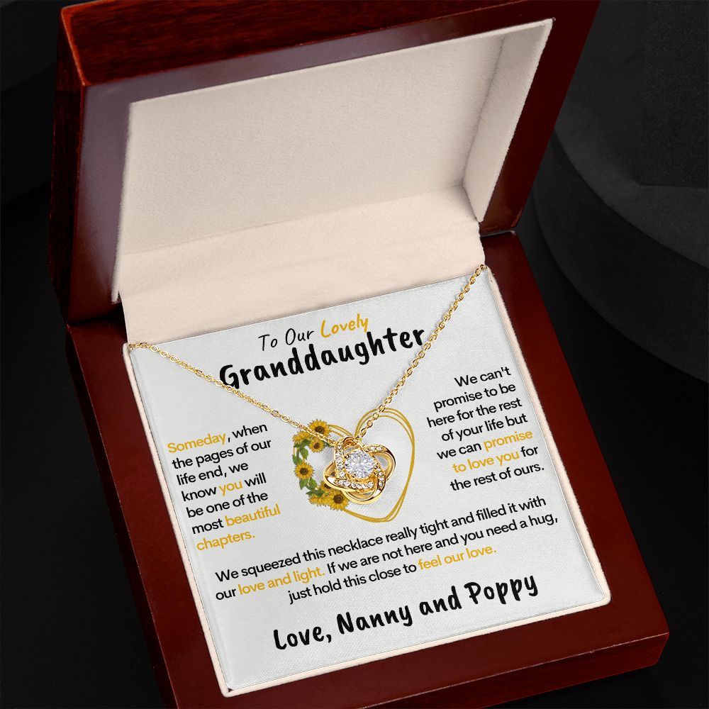 To Our Granddaughter (Love Nanny & Poppy) - Sunflower Heart Necklace 14k Gold Stainless Steel