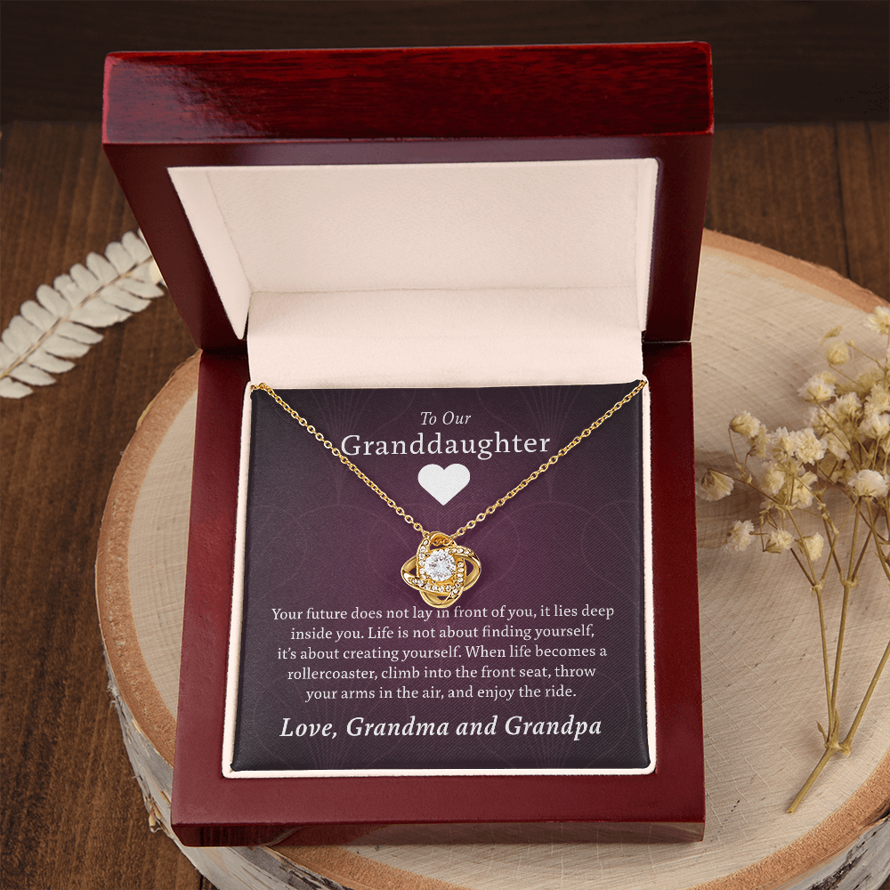 To Our Granddaughter (From Grandma & Grandpa) | Gold and Stainless Steel Knot Necklace