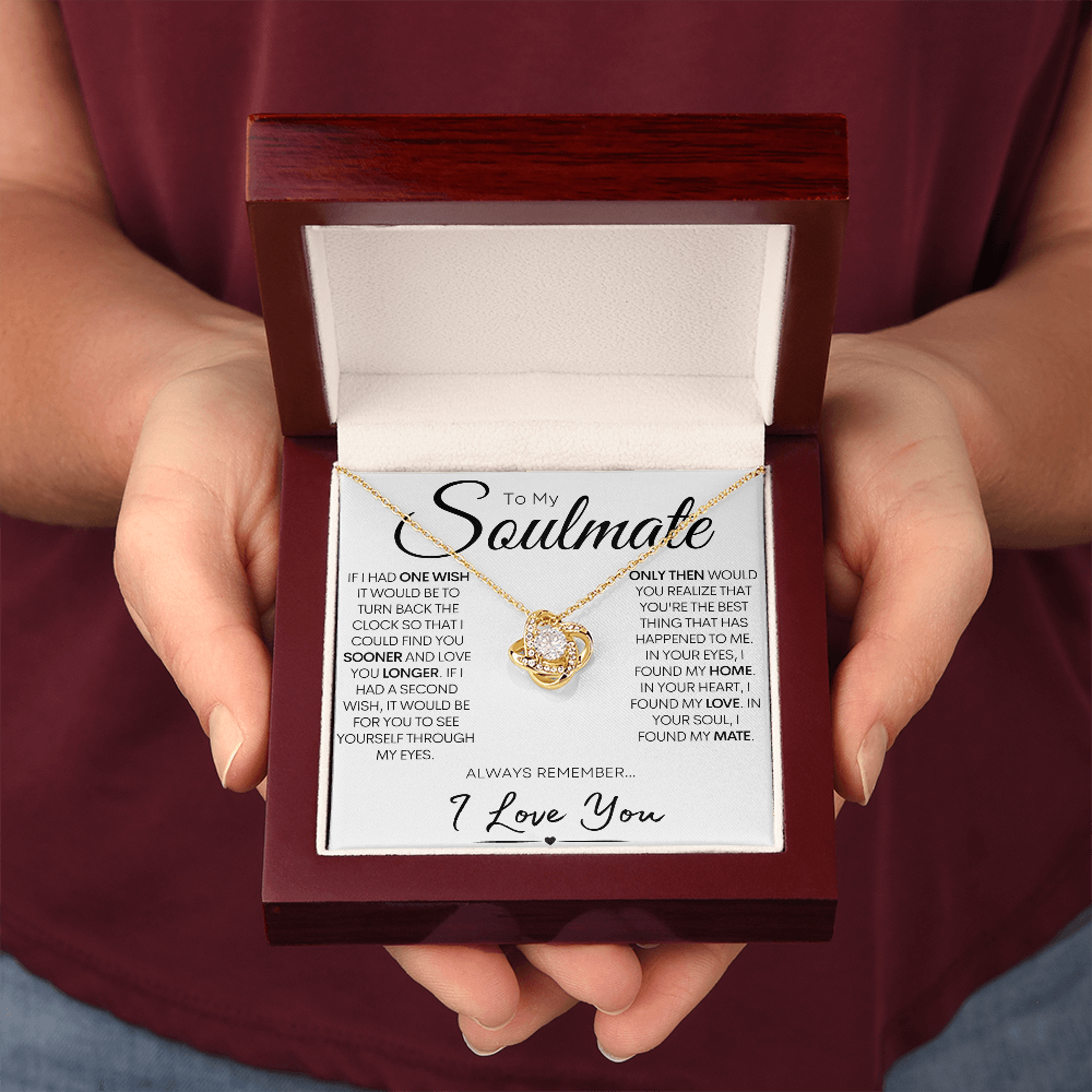 To My Soulmate - My One Wish, Gold and Stainless Steel Love Necklace