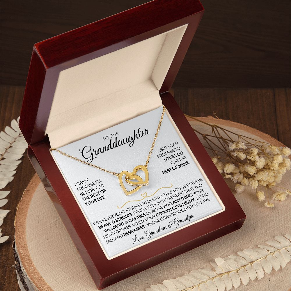To Our Granddaughter (Grandma & Grandpa), Beautiful Interlocked Family Forever Hearts Gold Necklace