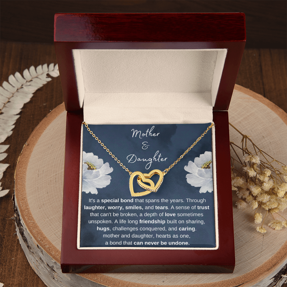 Mother & Daughter - Hearts as One, Gold and Stainless Steel Hearts Necklace for Daughter and Mother