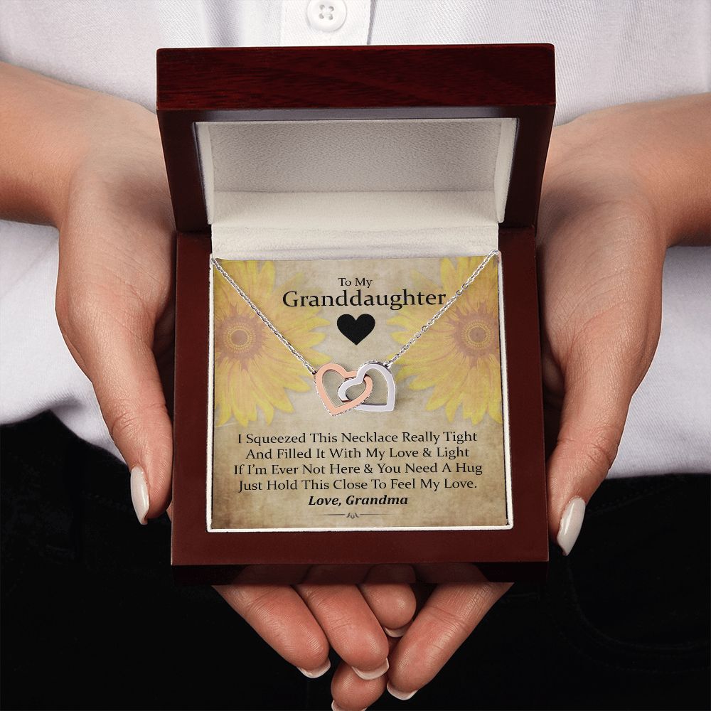 To My Grand Daughter - If You Need A Hug ( Love, Grandma) | Beautiful 14k Gold Forever Family Locked Hearts