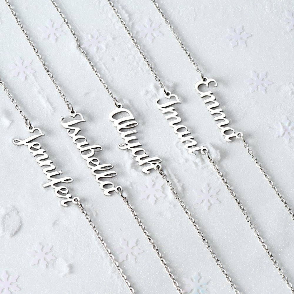 To My Beautiful Granddaughter (Love Grandma) | Custom Stainless Steel Name Necklace and Poem Card