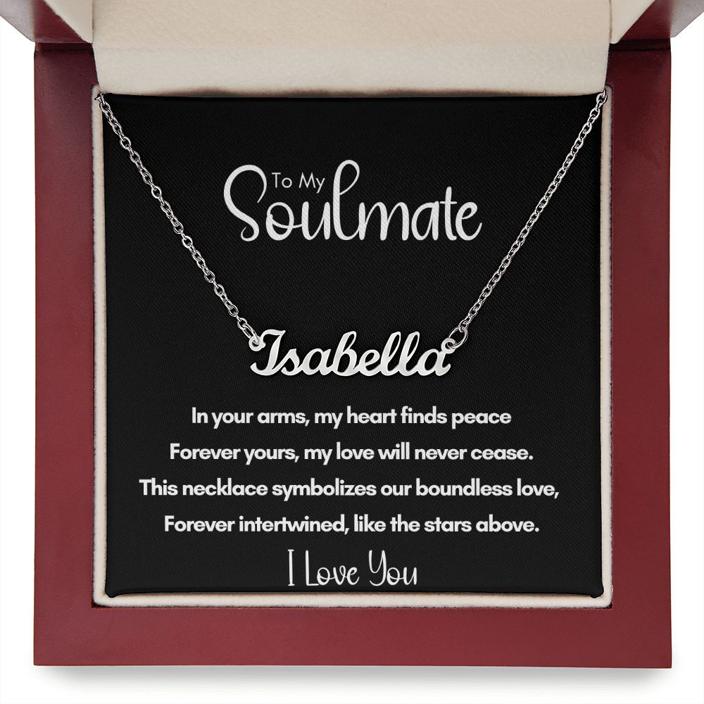 To My Soulmate - Peace in Your Arms | Personalized Stainless Steel Name Necklace