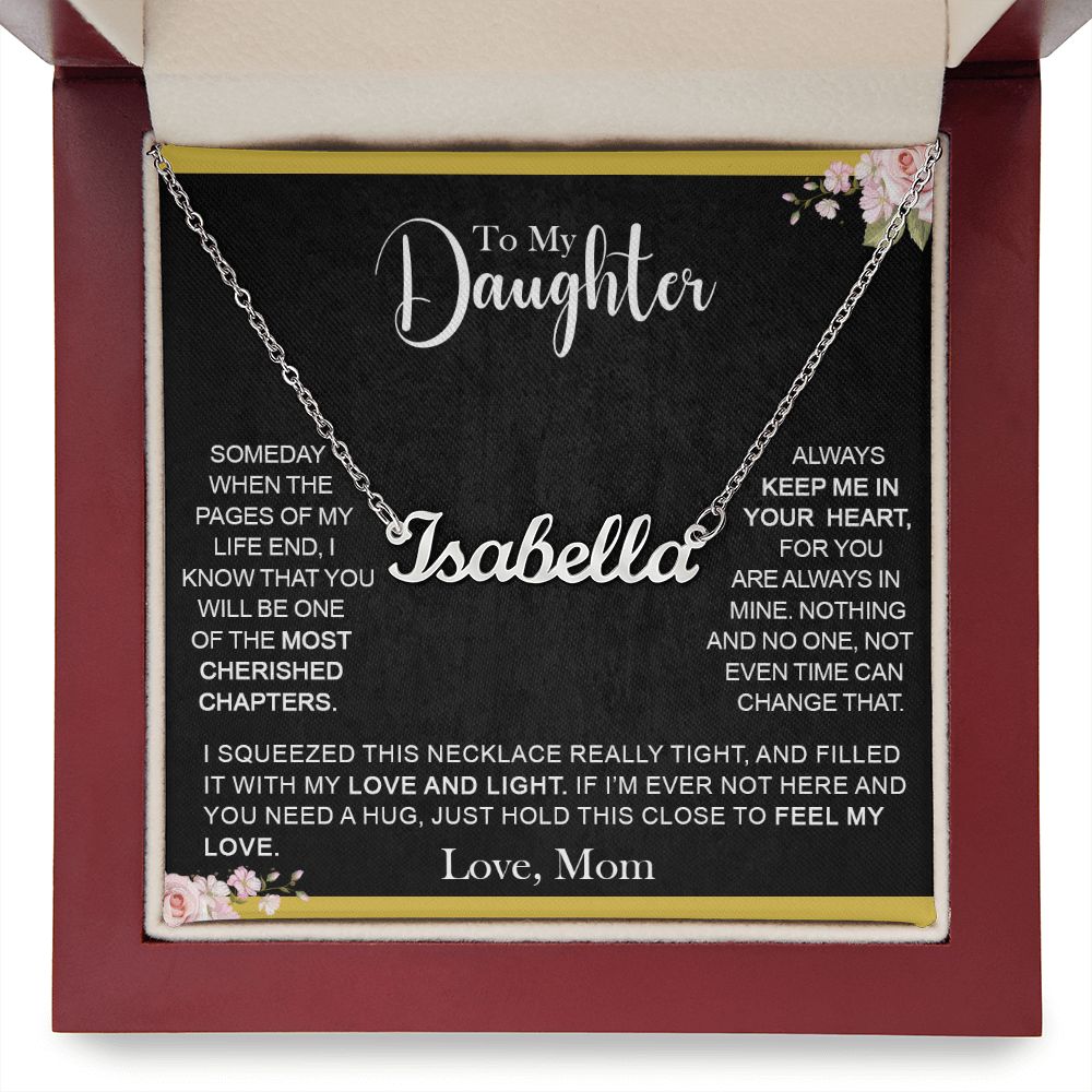 To Daughter (Love Mom) - Steel Personalized Name Necklace