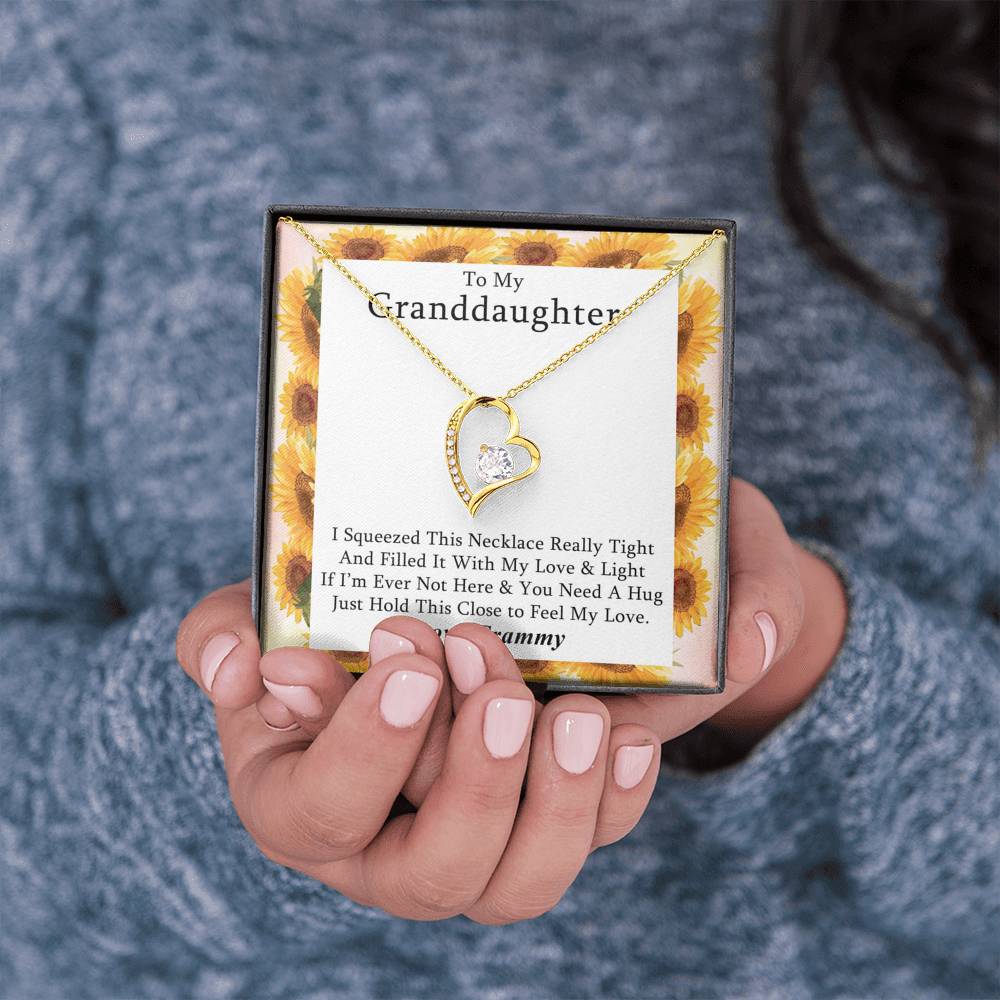 To My Grand Daughter - If I'm Ever Not Here (Love, Grammy) | Stunning 14k Gold Forever Love Heart Necklace