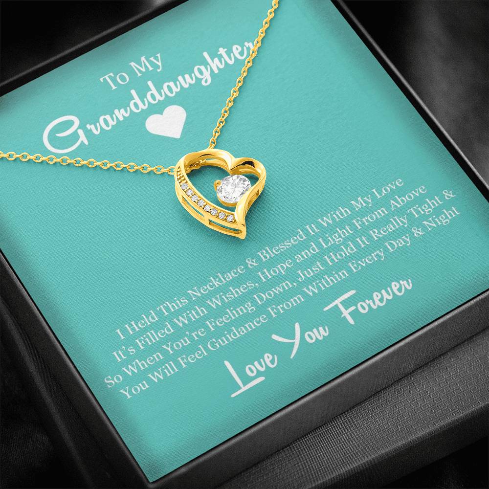 To My Grand Daughter - When You're Feeling Down | Stunning 14k Gold Forever Love Heart Necklace