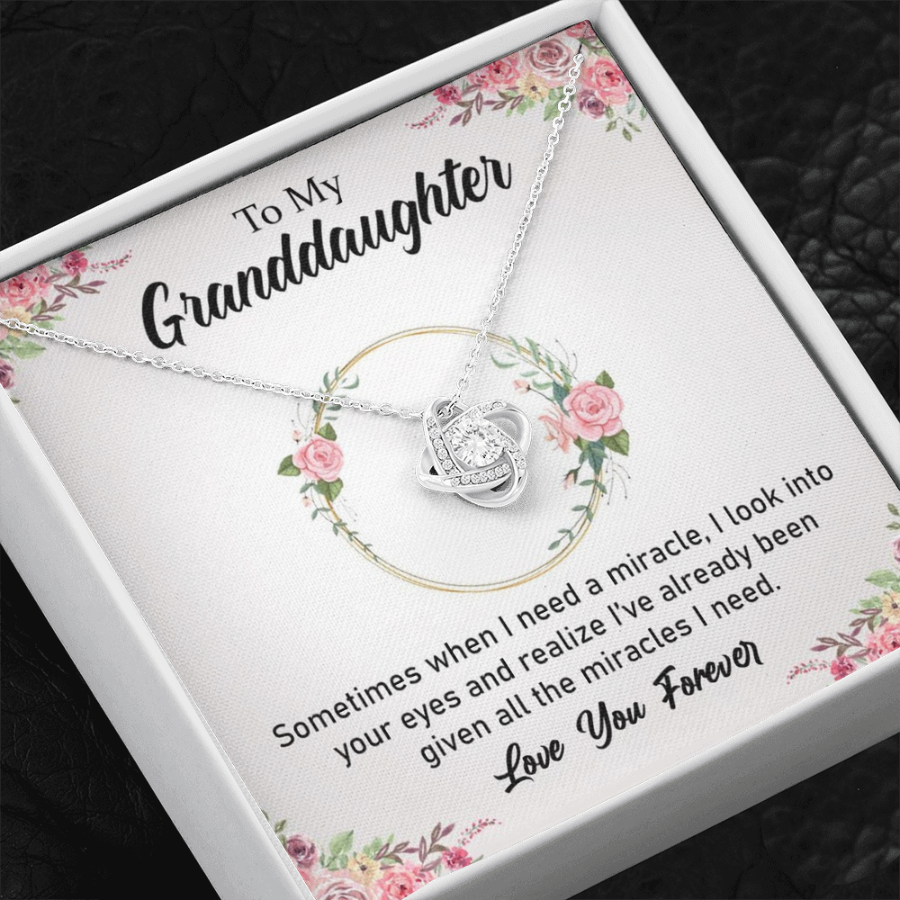 To My Grand Daughter - When I Need A Miracle | Artisan Crafted 14k Brilliant Gold Family Knot Necklace