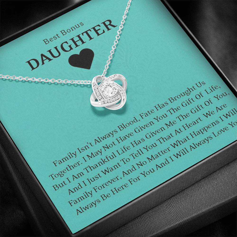 Best Bonus Daughter - Fate Has Brought Us Together | Artisan Crafted 14k Brilliant Gold Family Knot Necklace