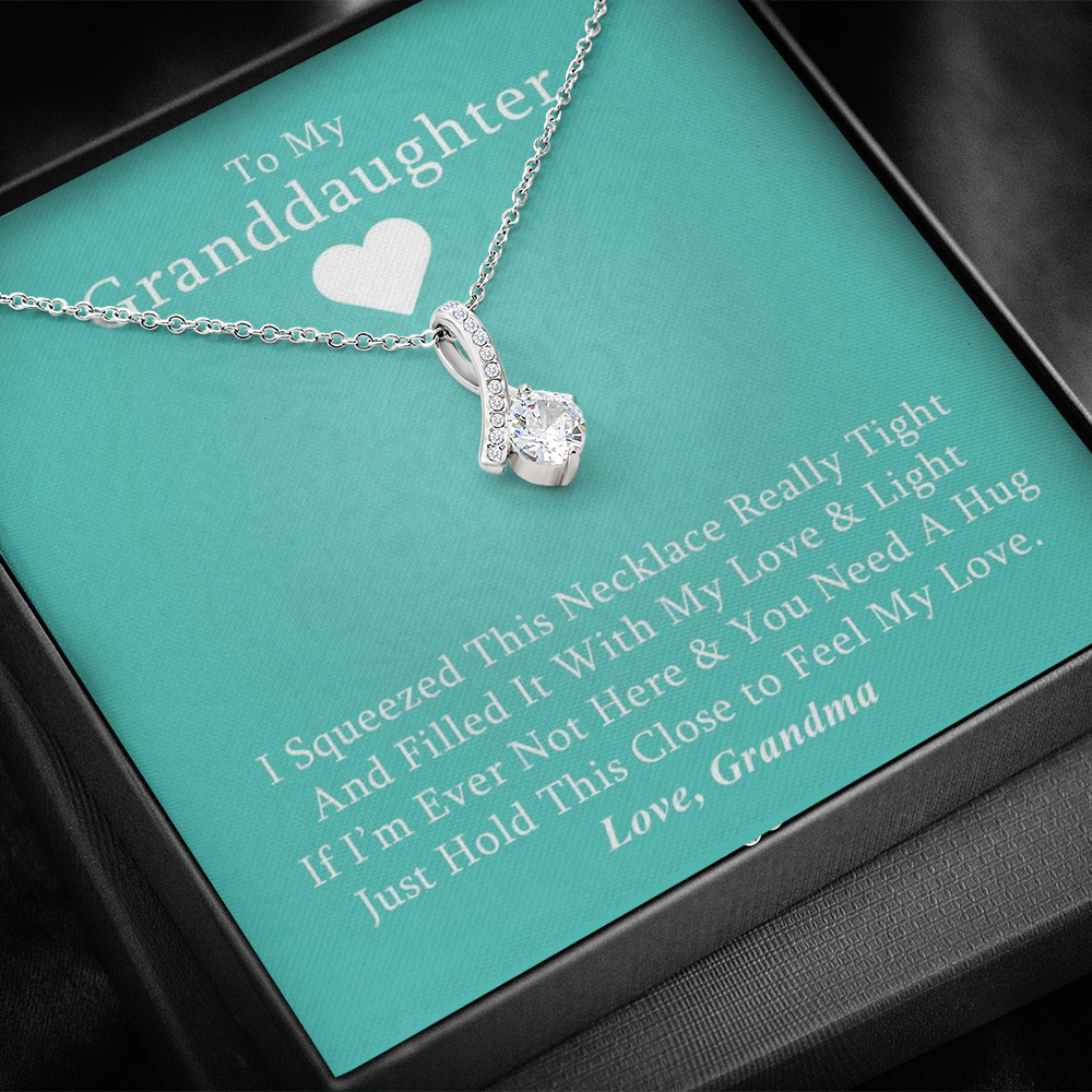 To My Grand Daughter - If I'm Ever Not Here (Love, Grandma) | Beautiful 14K White Gold Family Forever Pendant Necklace & Message Card