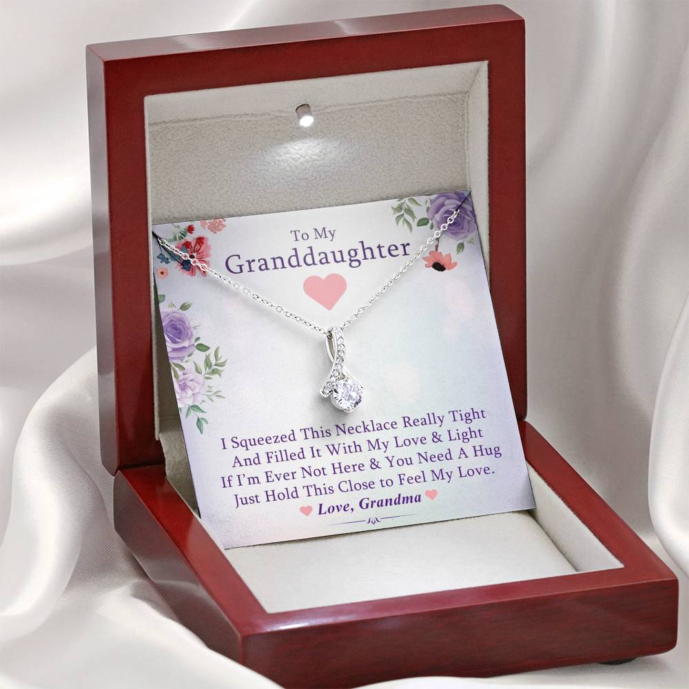 To My Grand Daughter - If You Need A Hug (Love, Grandma) | Beautiful 14K White Gold Family Forever Pendant