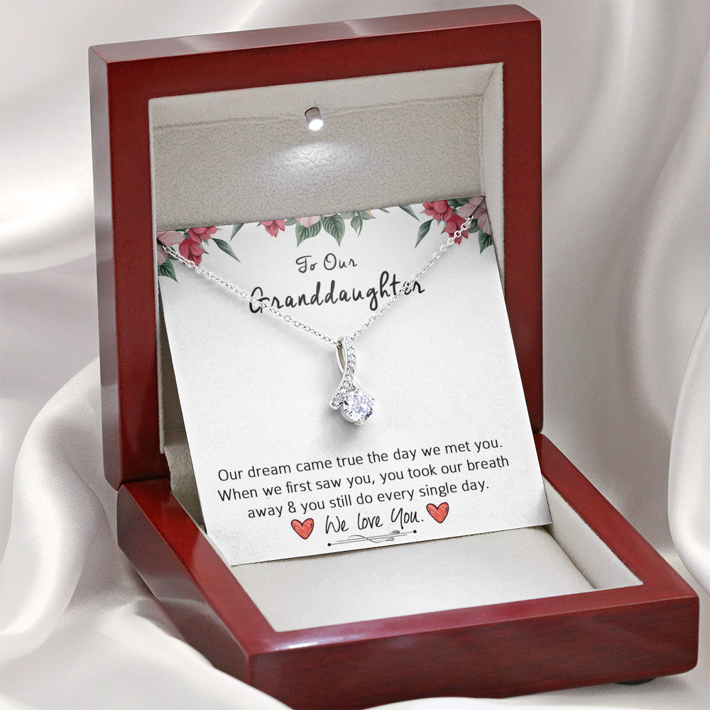 To Our Grand Daughter - You Took Our Breath Away | Beautiful 14k White Gold Family Forever Pendant