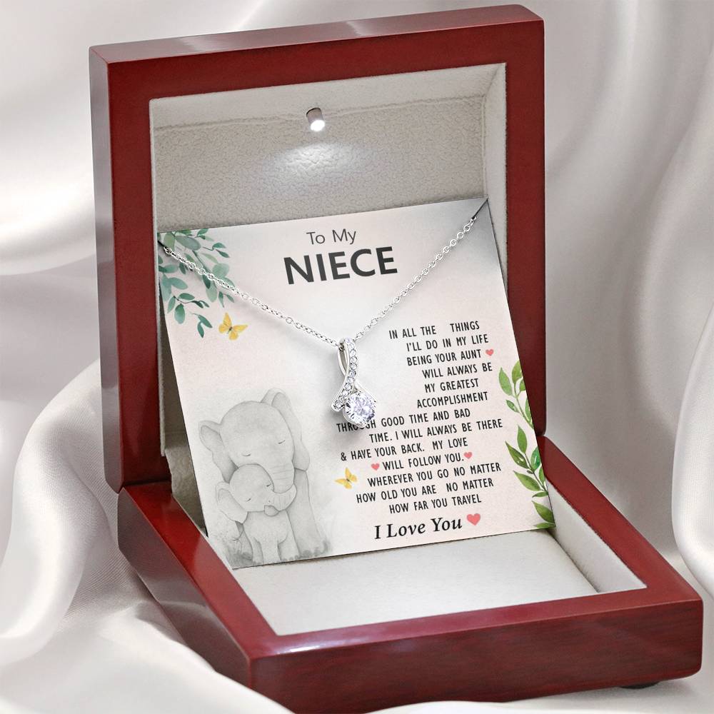 To My Niece - My Love Will Follow You | Beautiful 14K White Gold Family Forever Pendant