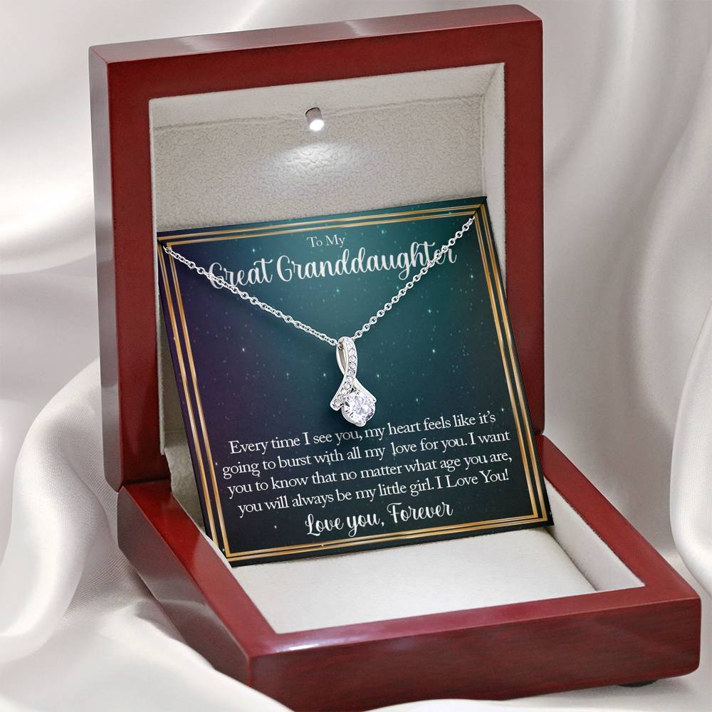 To My Great Grand Daughter - You Will Always Be My Little Girl | Beautiful 14K White Gold Family Forever Pendant