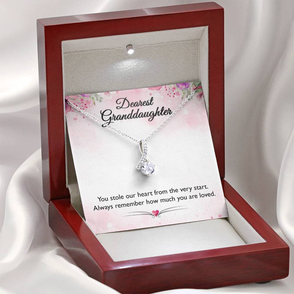 Dearest Grand Daughter - You Stole Our Heart | Beautiful 14k White Gold Family Forever Pendant