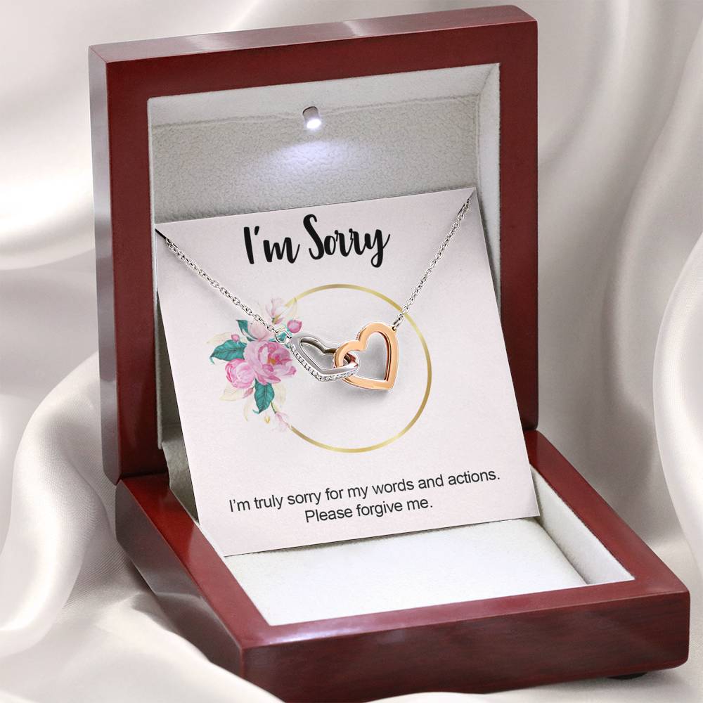 I'm Sorry - Please Forgive Me | Beautiful 14k Gold Forever Family Locked Hearts