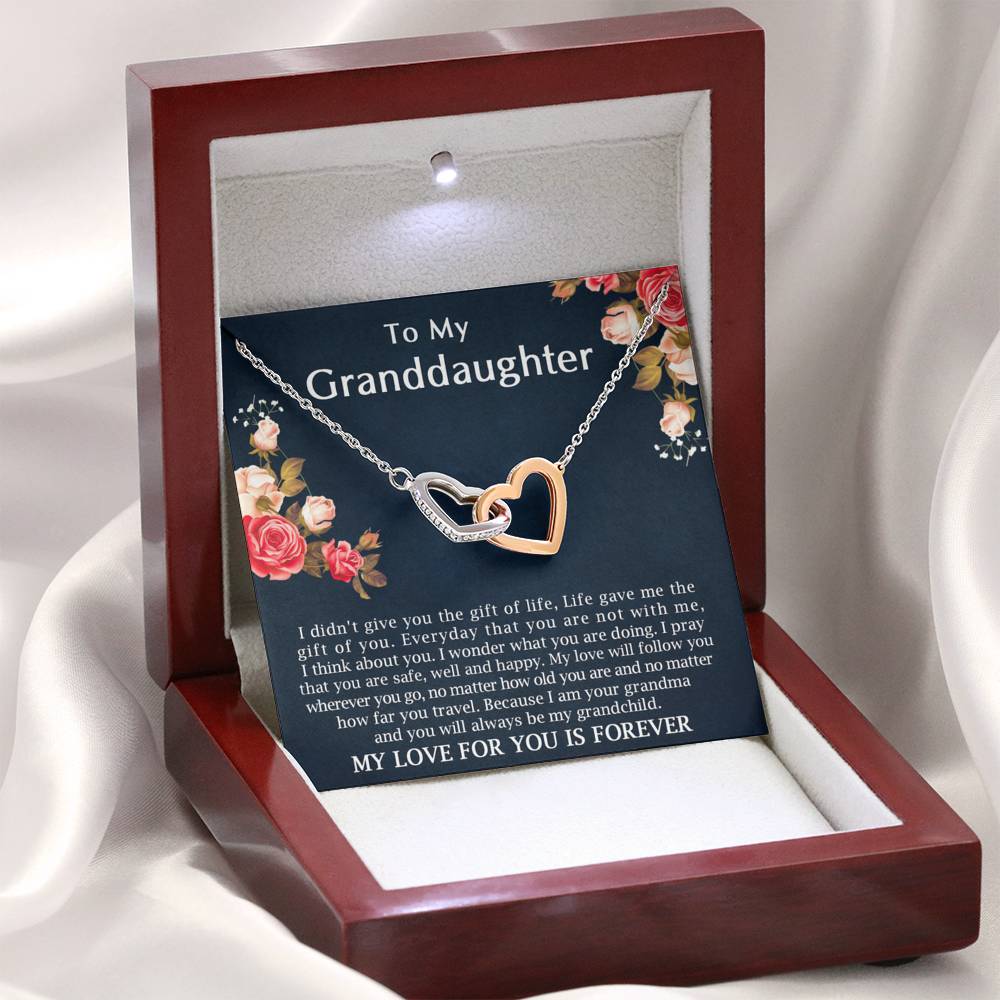 To My Grand Daughter - My Love Will Follow You | Beautiful 14k Gold Forever Family Locked Hearts