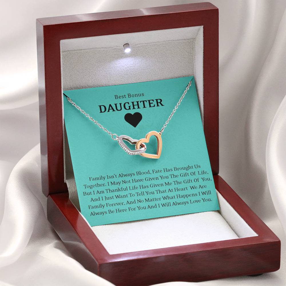Best Bonus Daughter - Fate Has Brought Us Together | Beautiful 14k Gold Forever Family Locked Hearts