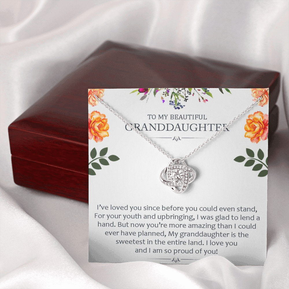 To My Grand Daughter - I Am So Proud of You | Handcrafted Artisan 14k Brilliant Gold Family Knot Necklace