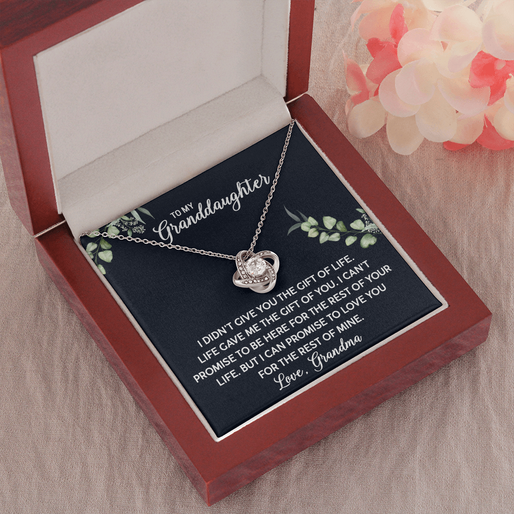 To My Granddaughter - Life Gave Me You | Beautiful 14k White Gold Family Forever Love Knot | Granddaughter Keepsake Gift w/ Message Card
