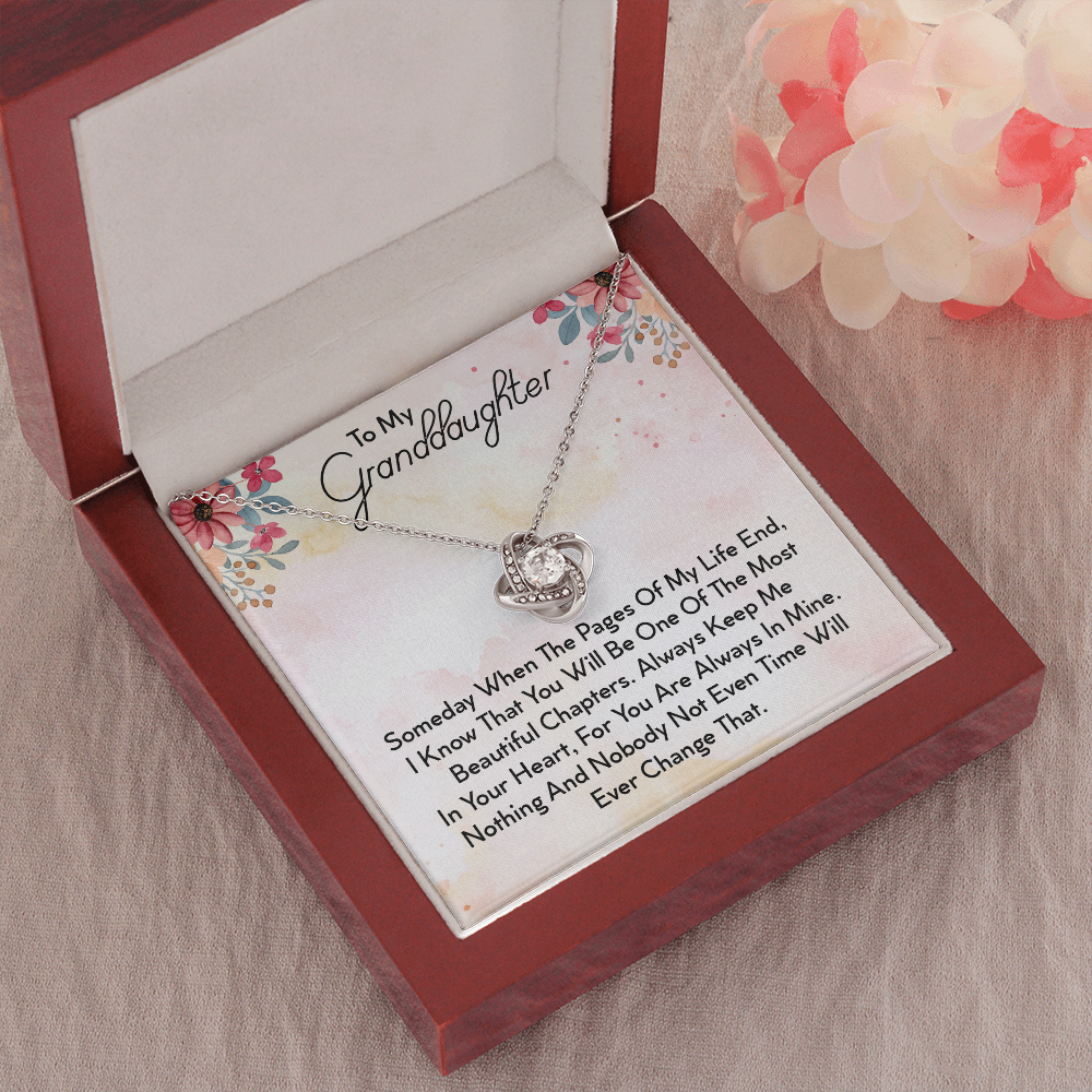 To My Granddaughter | My Promise to You | Beautiful 14k White Gold Family Forever Love Knot | Granddaughter Keepsake Gift w/ Message Card