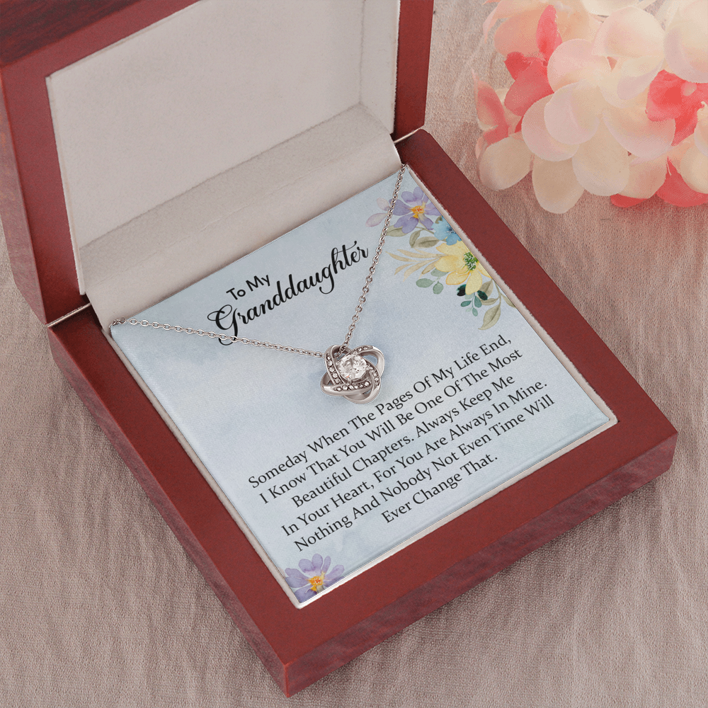 To My Granddaughter - You'll Be In My Heart | Beautiful 14k White Gold Family Forever Love Knot | Granddaughter Keepsake Gift w/ Message Card
