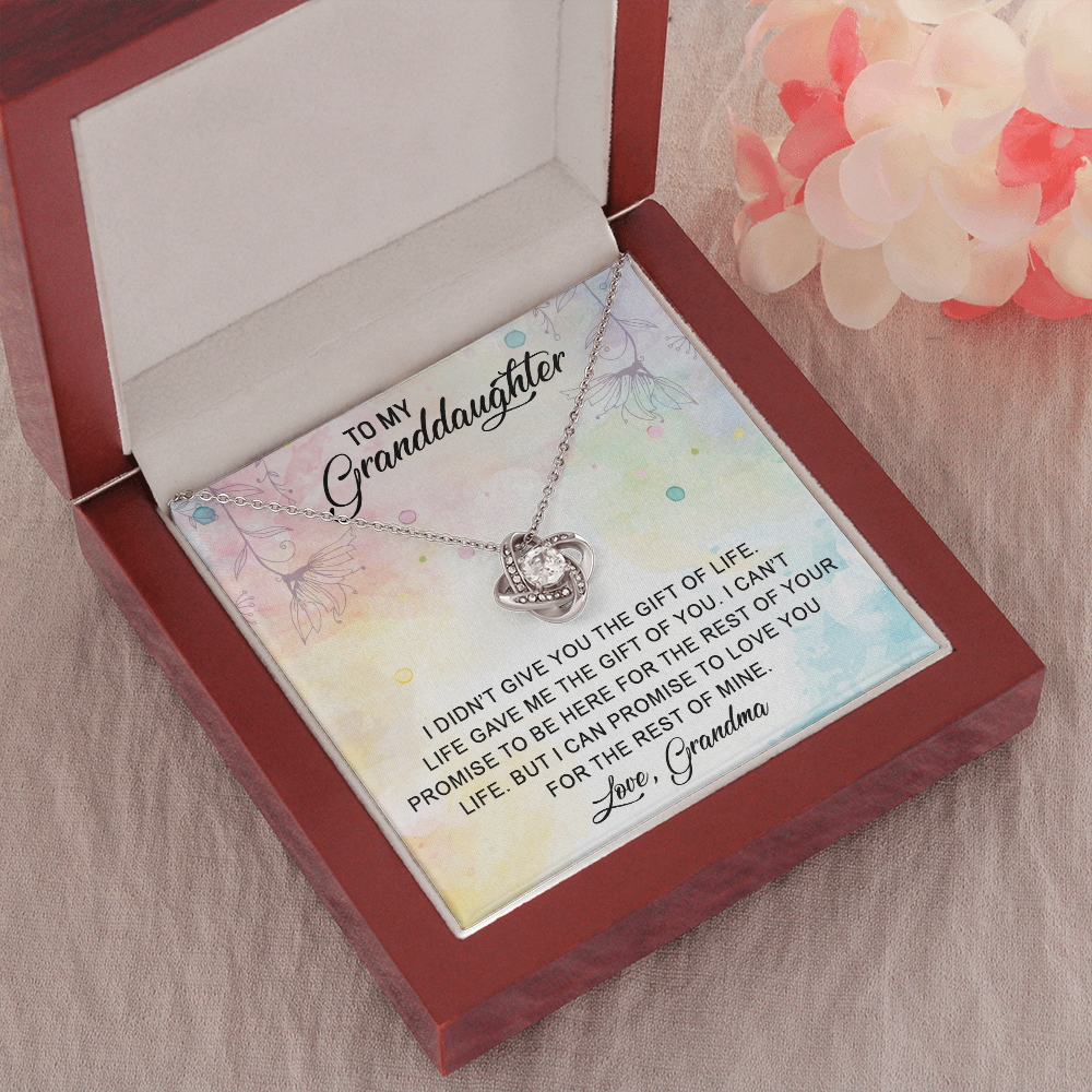 To My Granddaughter - Promise to Love You | Beautiful 14k White Gold Family Forever Love Knot | Granddaughter Keepsake Gift w/ Message Card