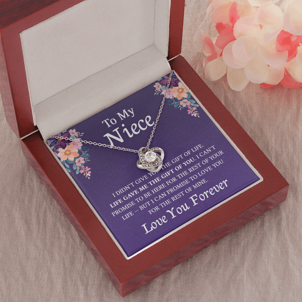 Necklace for Niece | 14k White Gold & Stainless Steel With Box and Poem Card (Purple)