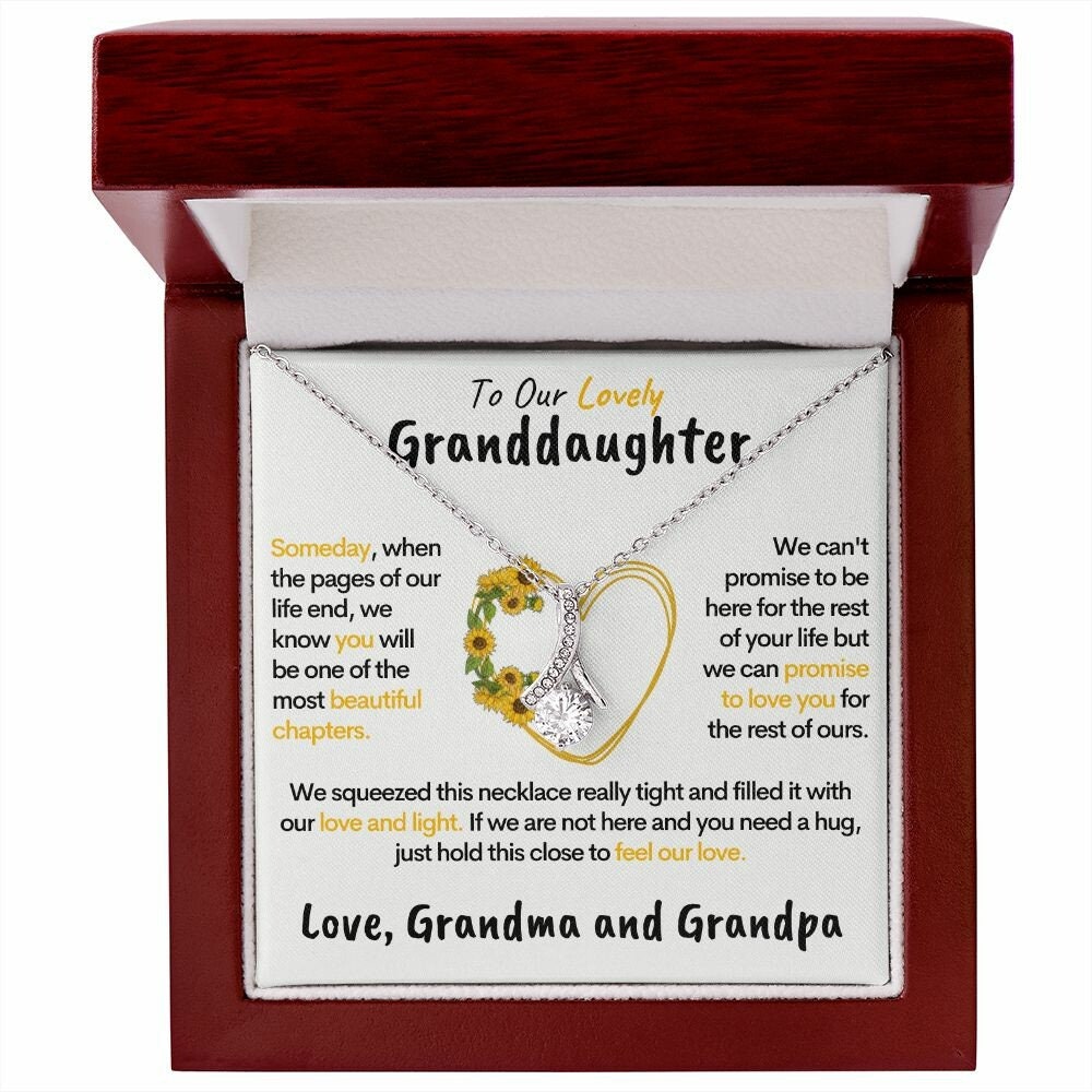 Lovely Granddaughter (Love Grandma & Grandpa) - Beautiful Gold Pendant Necklace