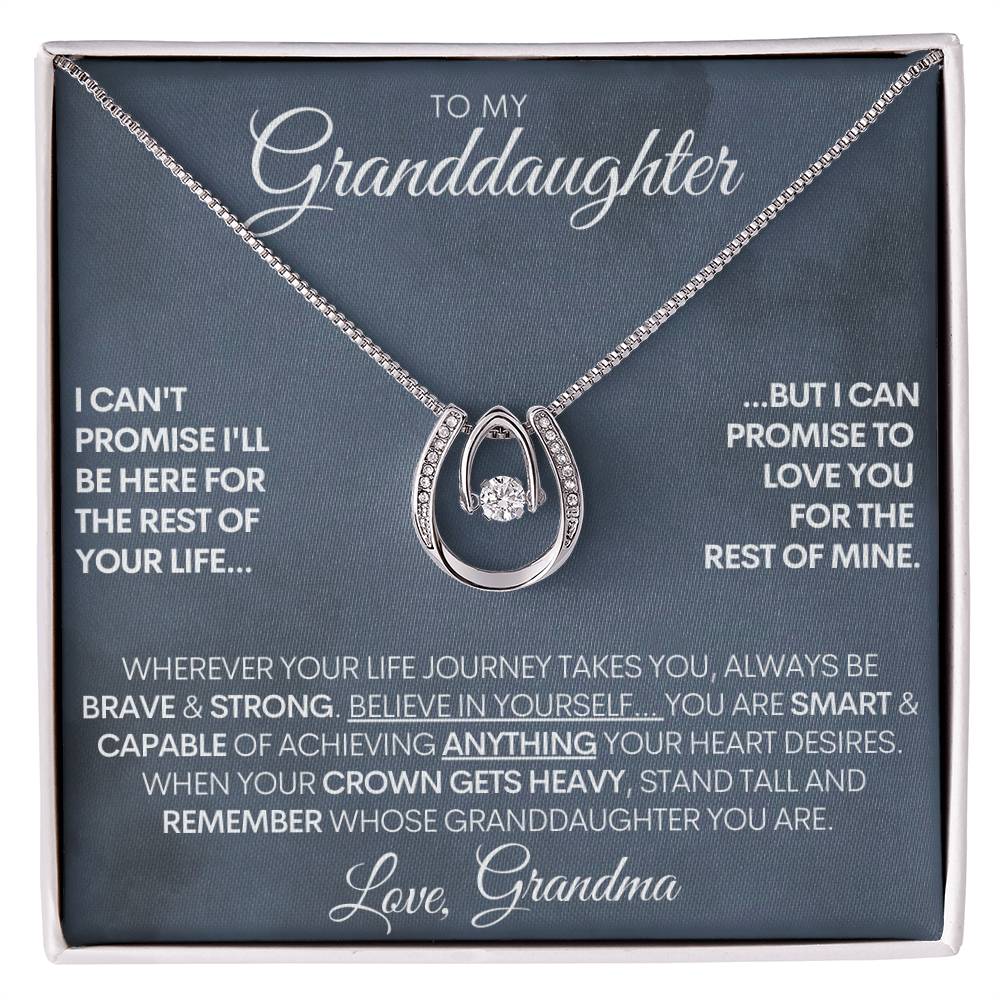 Personalized White Gold Lucky Horseshoe Necklace - 