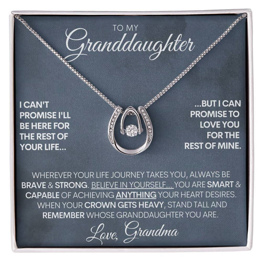 Personalized White Gold Lucky Horseshoe Necklace - "Believe In Yourself" Two Tone Box