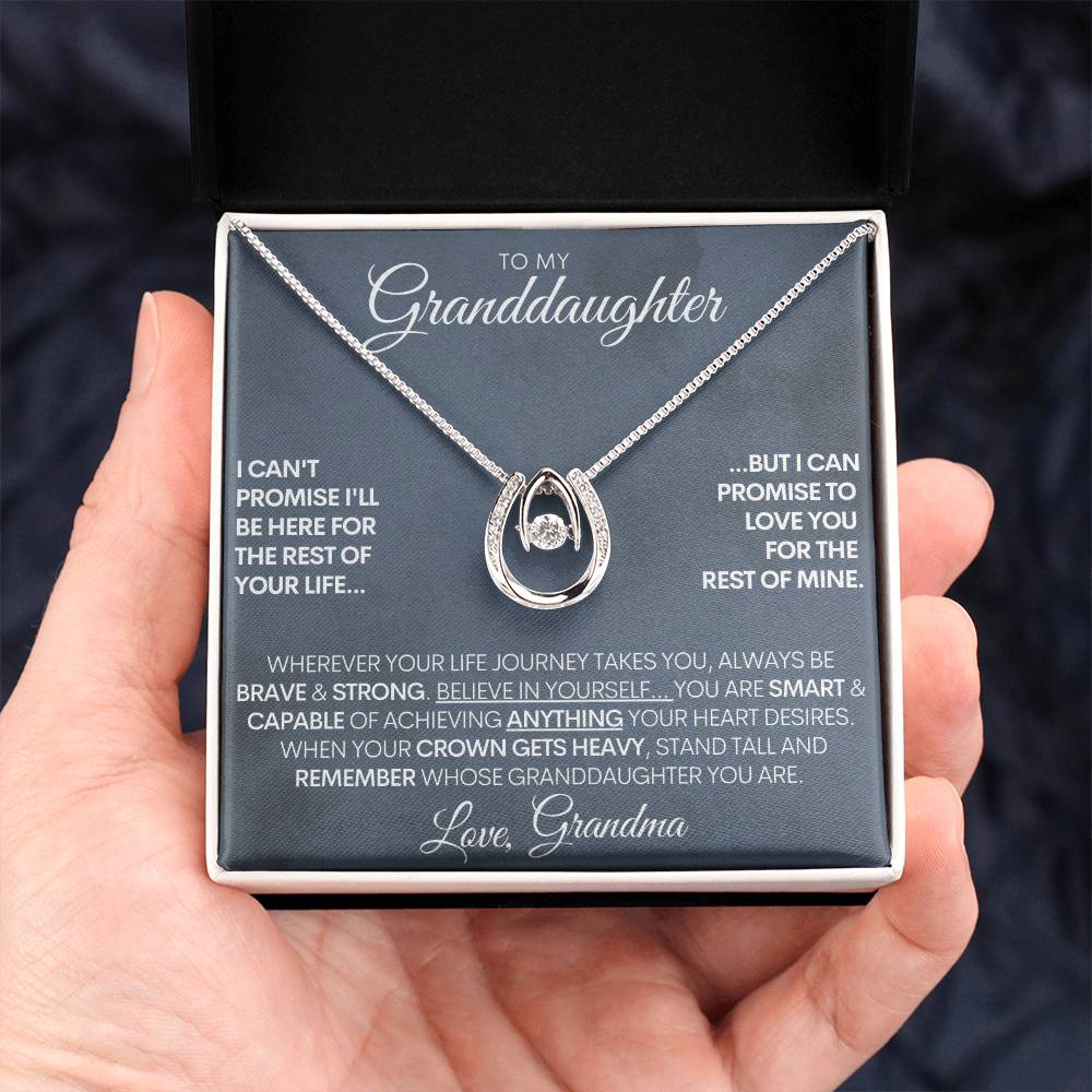 Personalized White Gold Lucky Horseshoe Necklace - "Believe In Yourself"