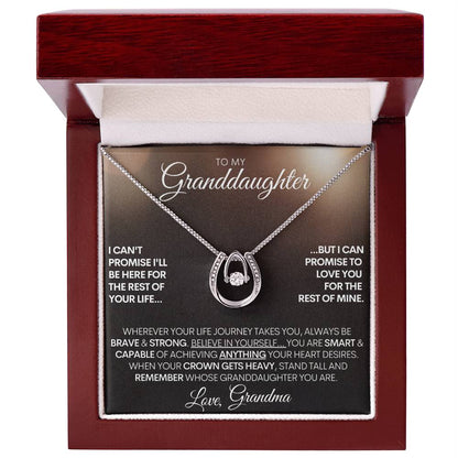 Granddaughter Gift, Horseshoe Necklace With Personalized Signature, 14k Gold Free Message Card, Made in the USA