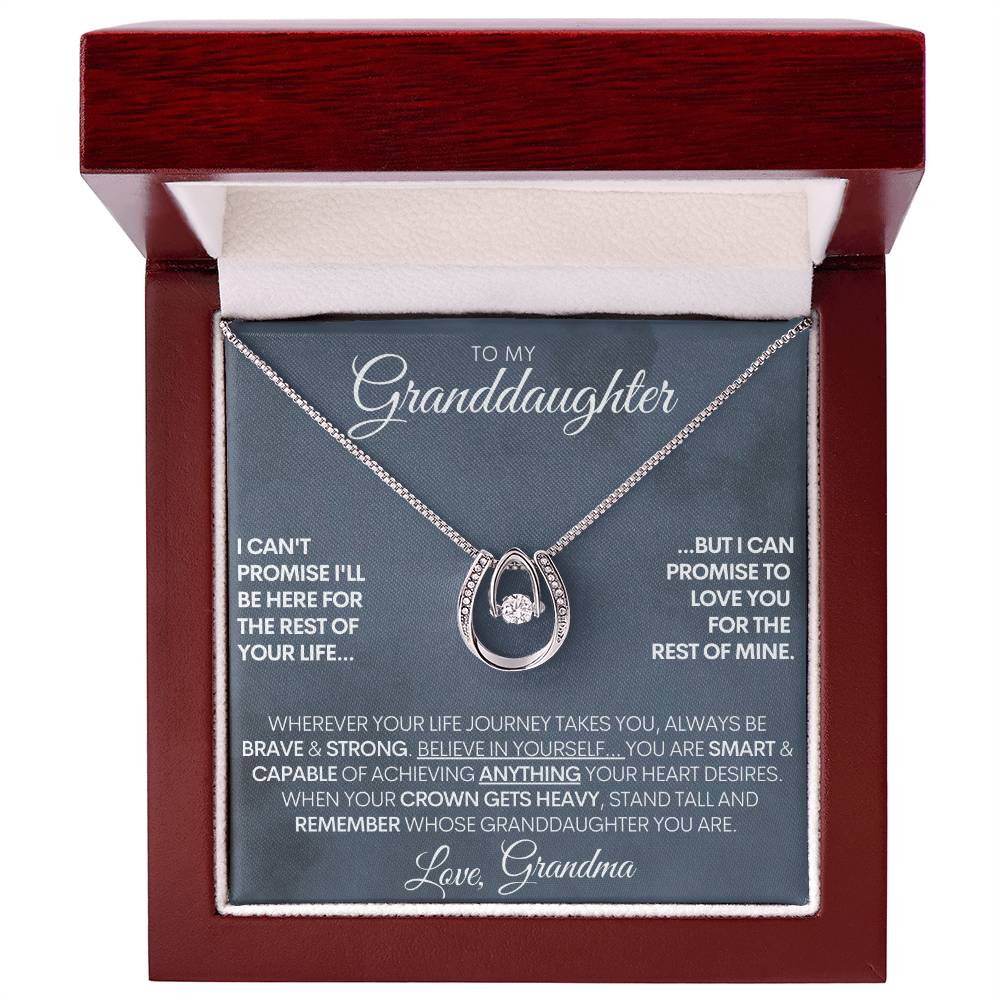 Personalized White Gold Lucky Horseshoe Necklace - 