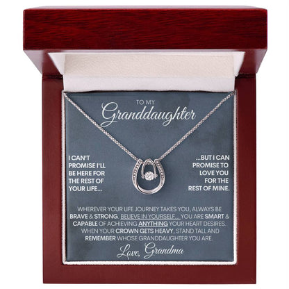 Personalized White Gold Lucky Horseshoe Necklace - "Believe In Yourself"