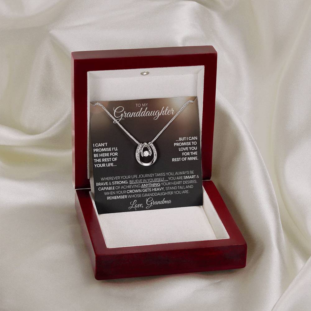 Granddaughter Gift, Horseshoe Necklace With Personalized Signature, 14k Gold Free Message Card, Made in the USA