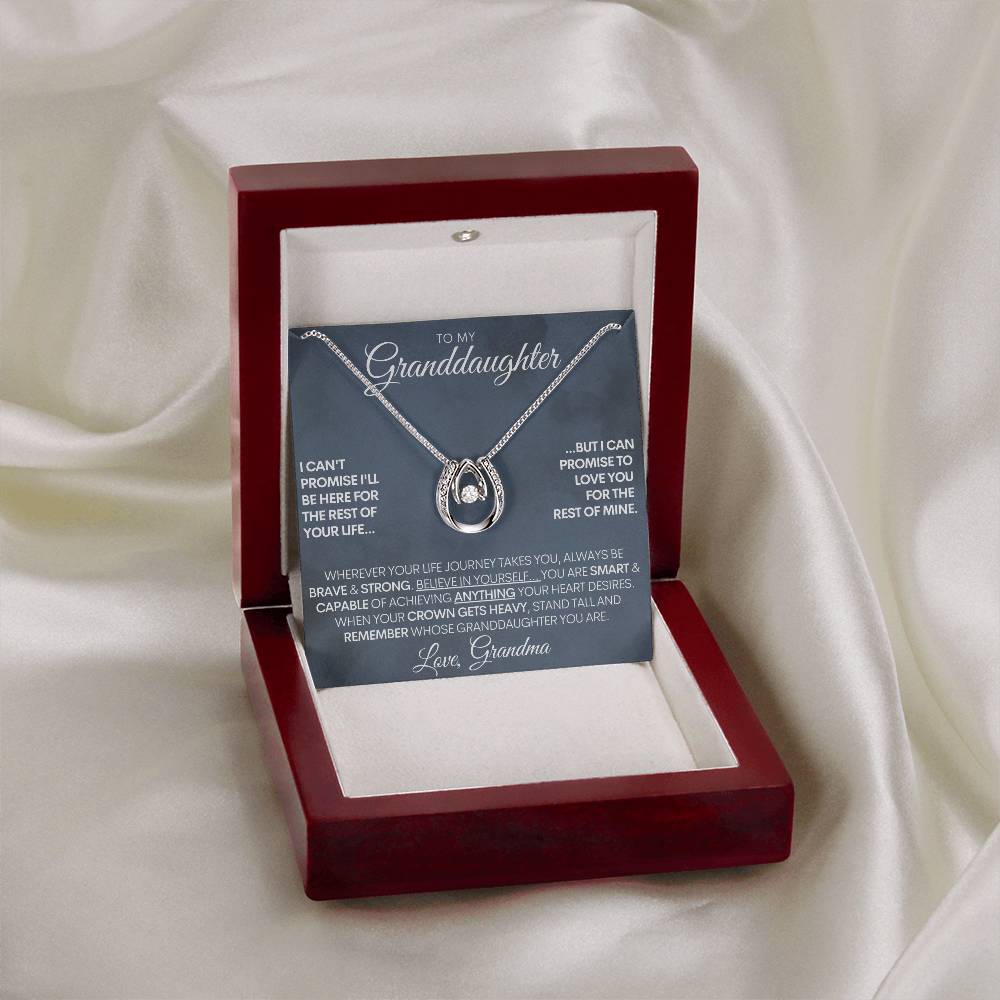 Personalized White Gold Lucky Horseshoe Necklace - 